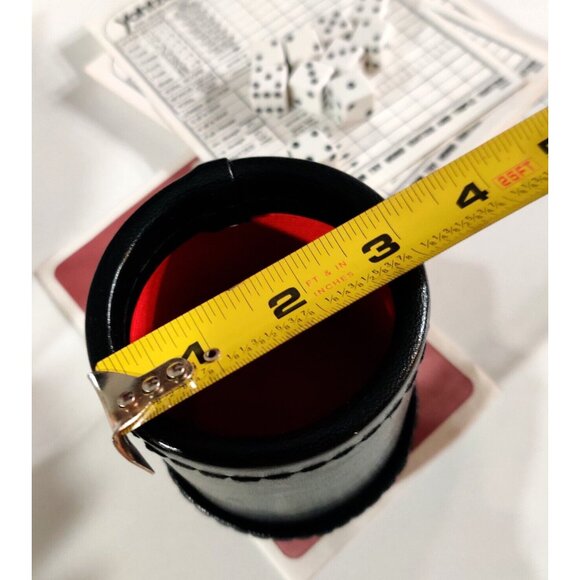 Black Stitched Leather Pub Dice Cup w/ Yangtze Pads 1982 Instructions & Dice - Picture 3 of 7